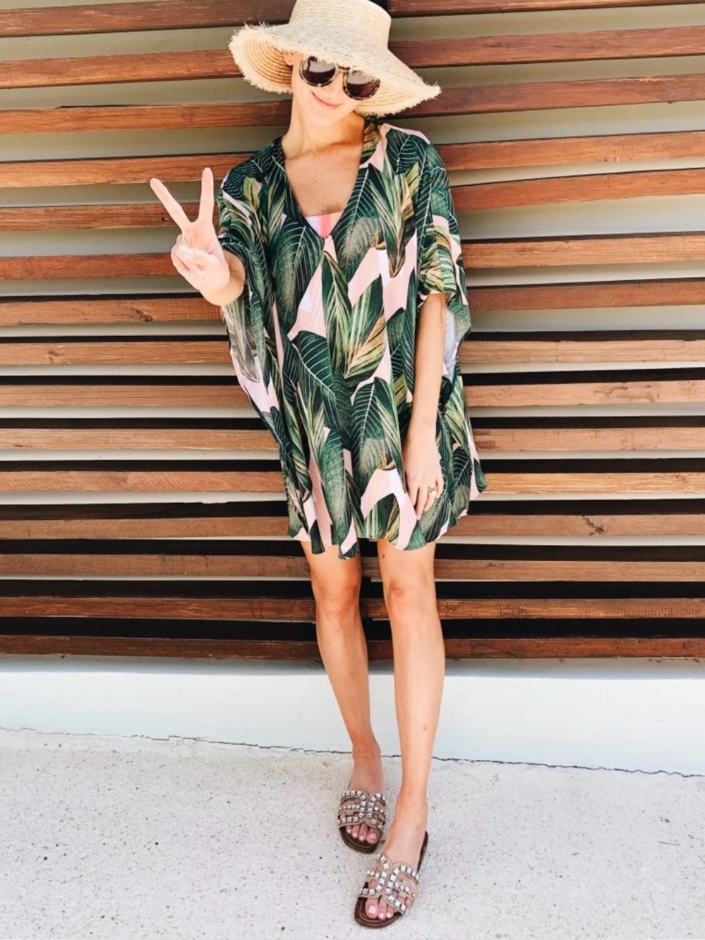 Show Me Your Mumu Palm Semi Sheer Batwing Tunic